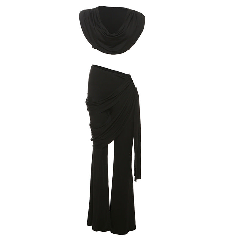 Elegant Jumpsuit Set with Draping and Slim Leg