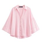 Women's Shirt Blouse with Casual Cut and Elegant 3/4 Sleeves