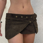 Women's Fashionable Short Skirt with Pockets and Buttons