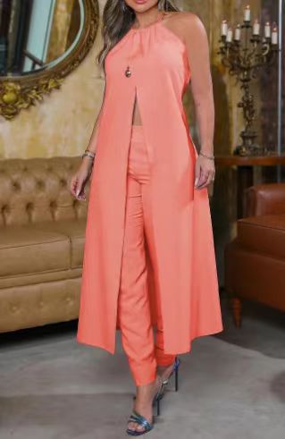 Elegant Open-Front Jumpsuit with Long Cape