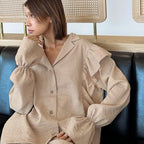 Women's Loungewear Set with Ruffle Details
