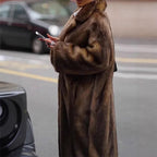 Women's Faux Fur Coat with Classic Lapel