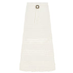 Women's Midi Skirt with Ruffled Hem and Decorative Waist Belt