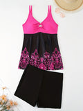 Women's Swimsuit Set with Pattern and Shorts