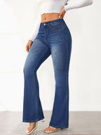 Women's Vintage-Style Bootcut Jeans with High Waist