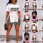 Women's Leisure Set with Animal Print and Shorts