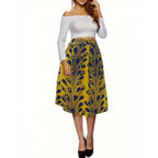 Floral Midi Skirt with Elastic Waistband
