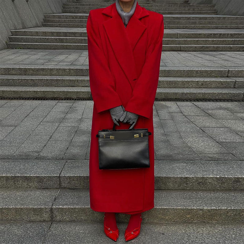 Women's Elegant Coat with Oversized Cut and Chic Lapel
