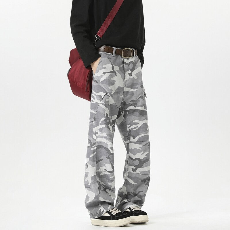 Women's Camouflage Cargo Pants with High Pockets