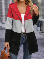 Women's Casual Colorblock Hooded Coat