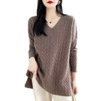 Women's Chunky Knit Sweater with V-Neck and Casual Fit