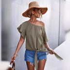 Women's Airy Blouse with Playful Knot and Voluminous Sleeves