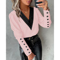 Women's V-Neck Blouse with Puff Sleeves