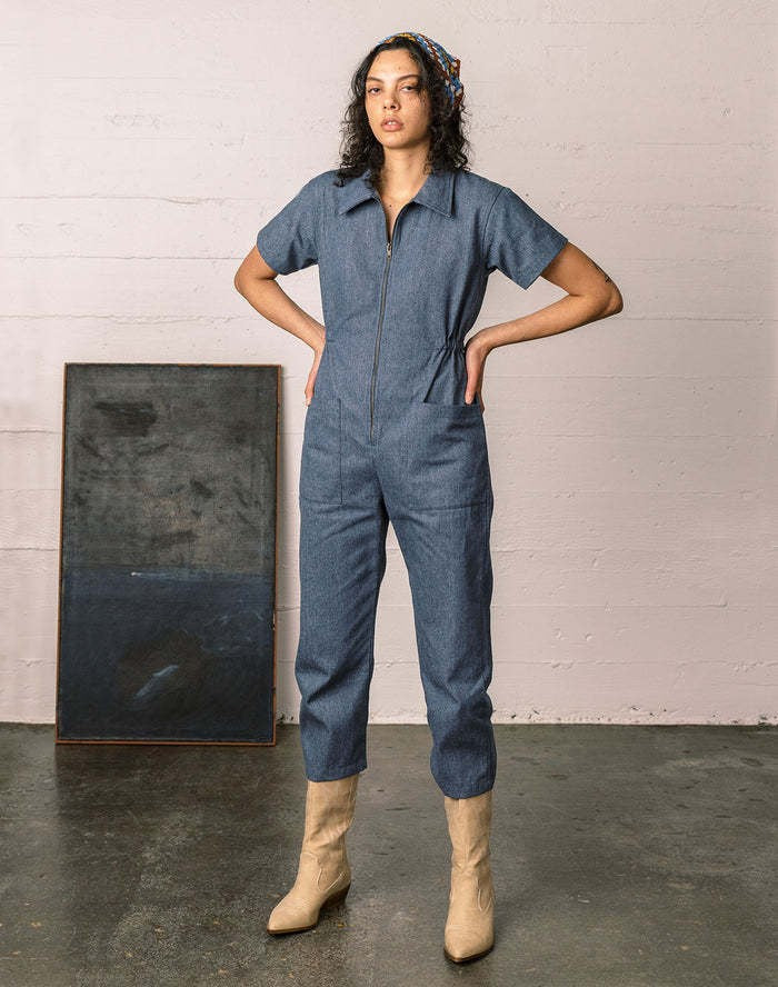 Women's Casual Jumpsuit with Pockets and Zipper
