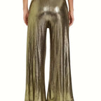 Women's Elegant Pleated Trousers with High-Gloss Finish