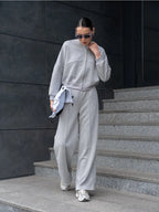 Casual Sweat Jacket and Pants Set