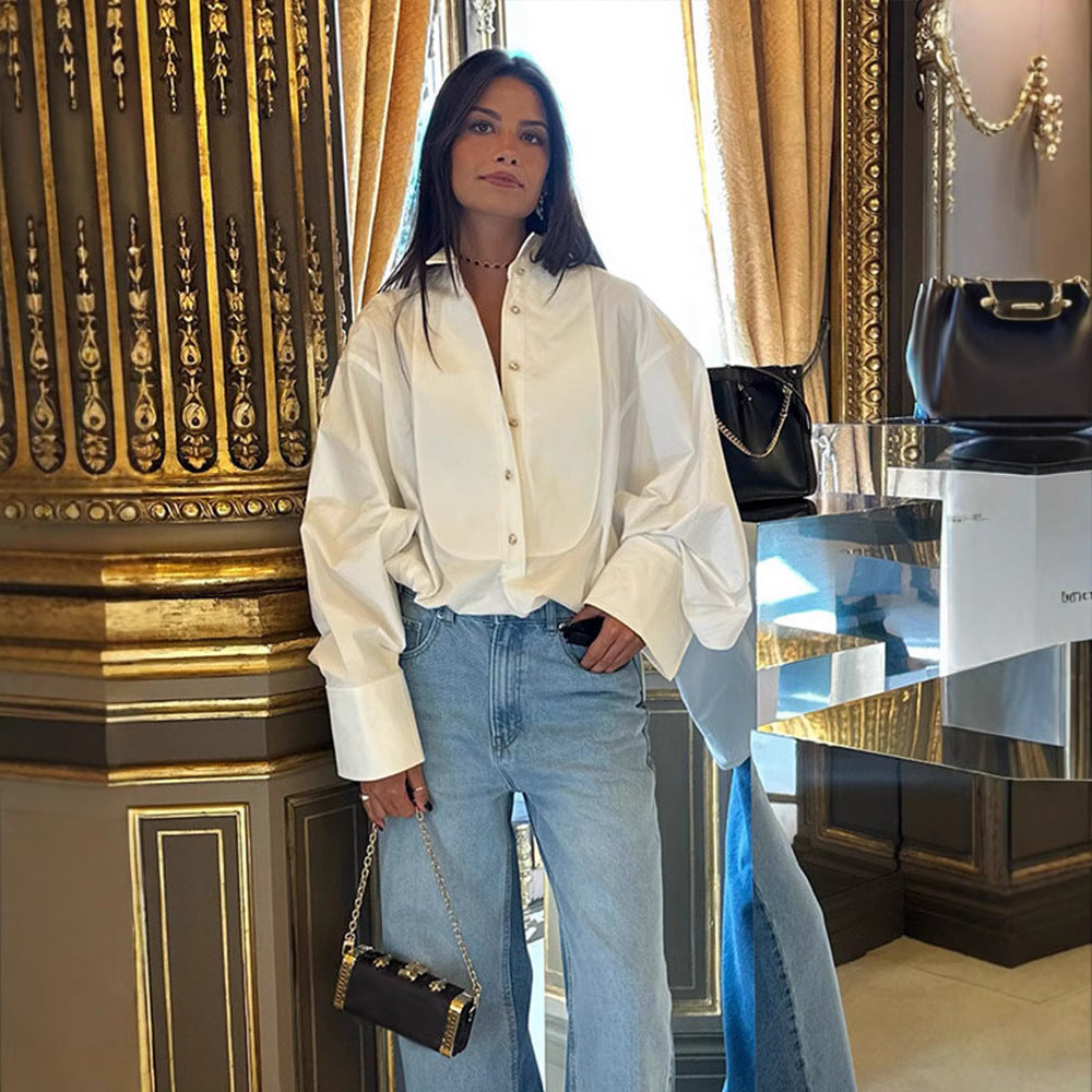 Women's Fashionable Oversized Blouse with Special Button Details