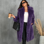 Women's Luxurious Faux Fur Coat with Elegant Cut