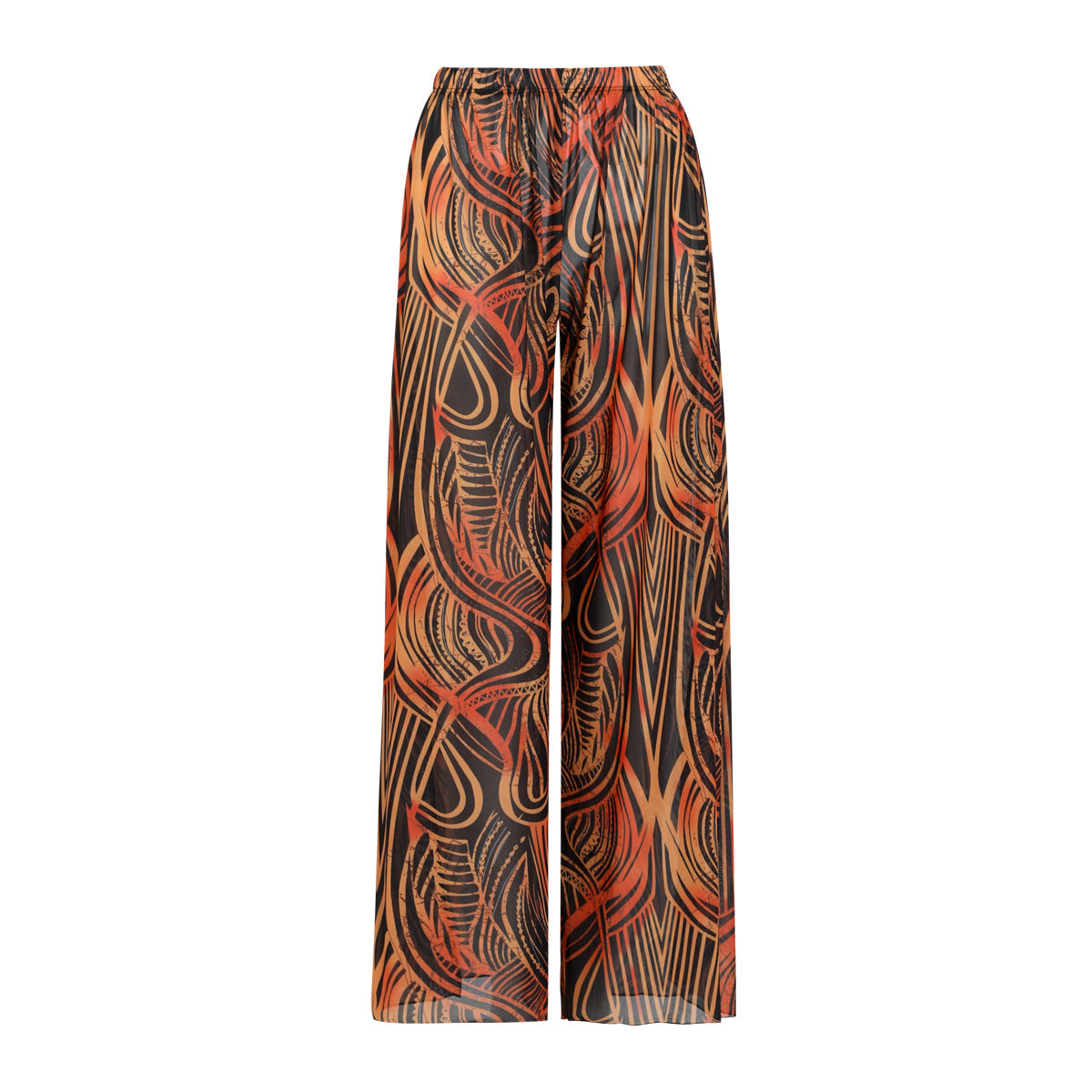 Women's High-Waisted Palazzo Trousers with Pattern