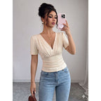 Women's Elegant Blouse with Pearl Detail