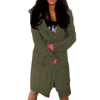 Women's Chunky Knit Coat with Hood and Pockets