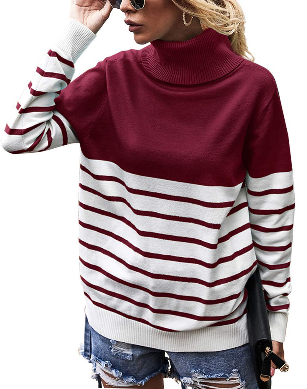 Women's Cozy Striped Turtleneck Sweater