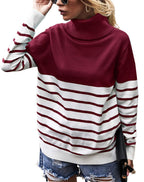 Women's Cozy Striped Turtleneck Sweater