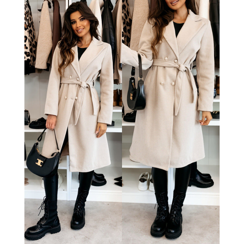 Elegant Asymmetrical Trench Coat with Belt
