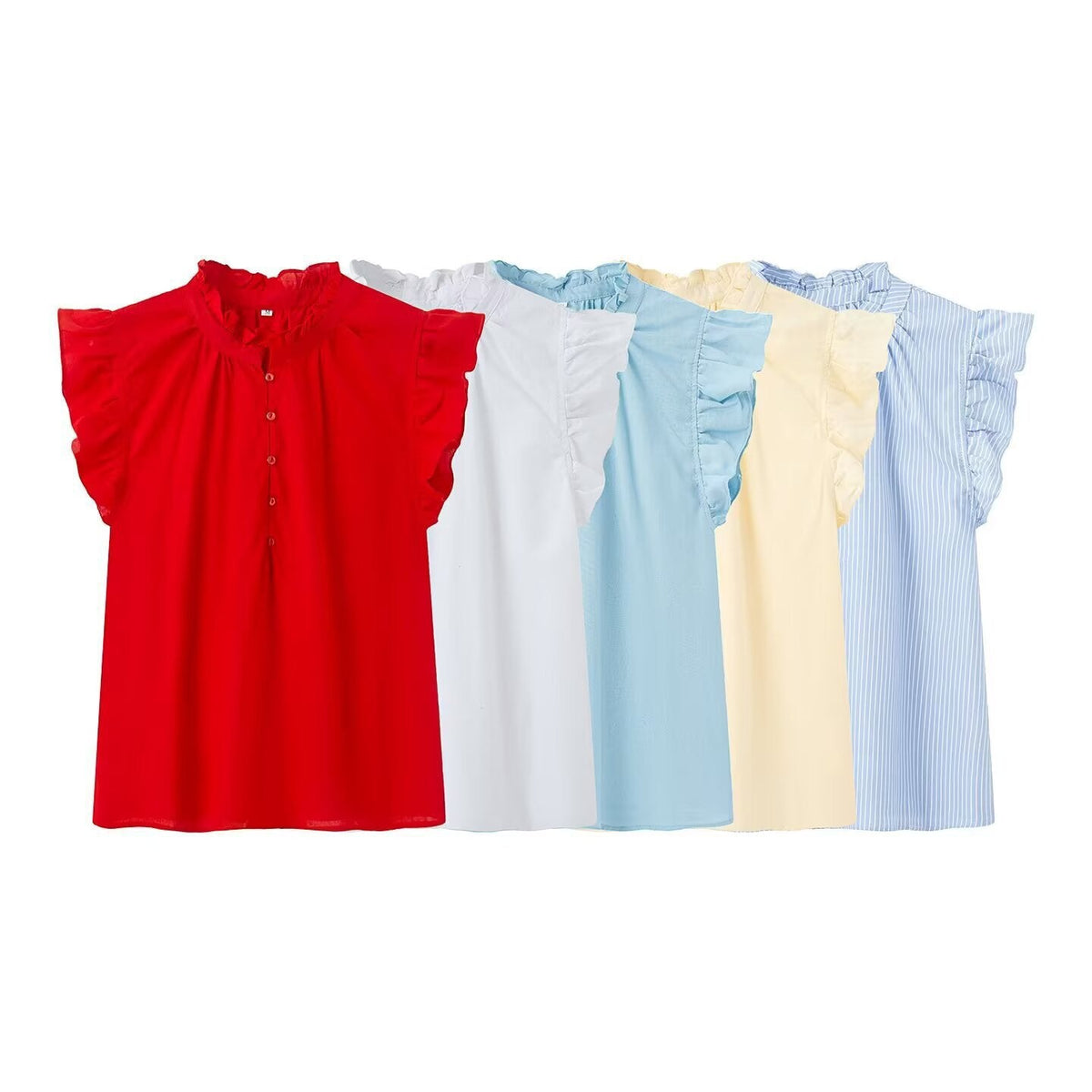 Women's Blouse with Ruffles and Button Placket