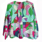 Blouse with V-Neck and Fashionable Graphic Design
