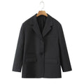 Women's Elegant Blazer with Modern Buckle Elements and Practical Pockets