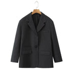 Women's Elegant Blazer with Modern Buckle Elements and Practical Pockets