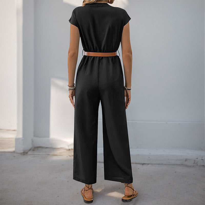 Elegant Wide-Leg Jumpsuit with Adjustable Belt