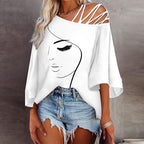 Women's Asymmetrical Graphic Print Top