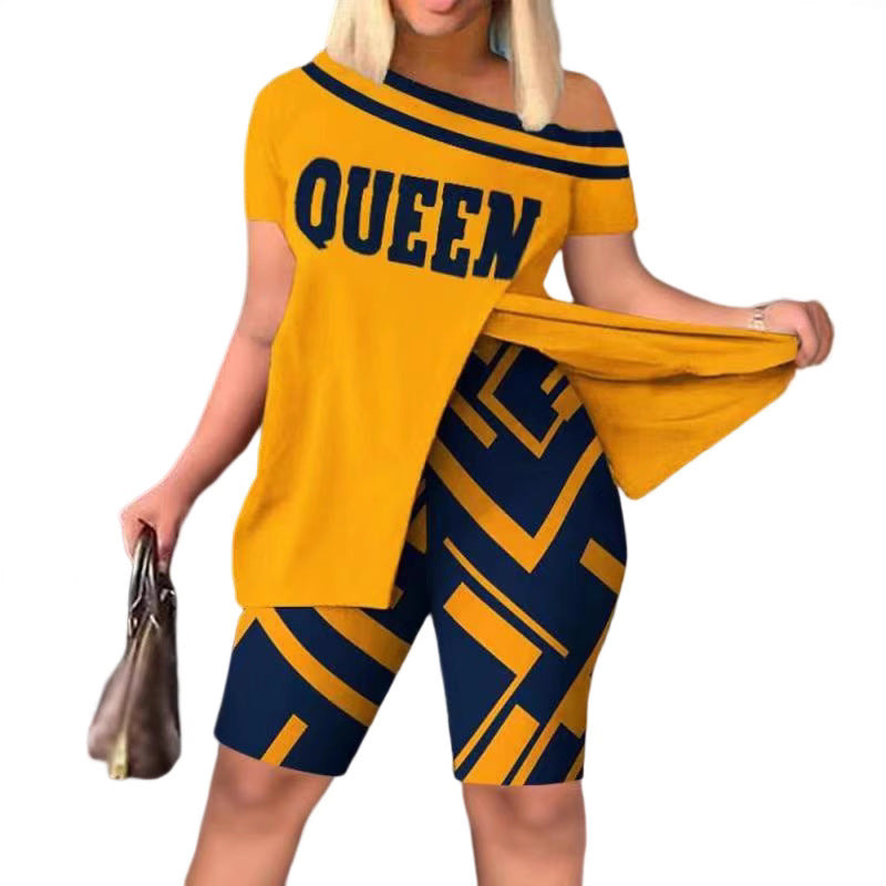 Women's Fashionable Asymmetrical Top with Shorts