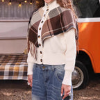Elegant Cardigan with Fringe and Decorative Buttons