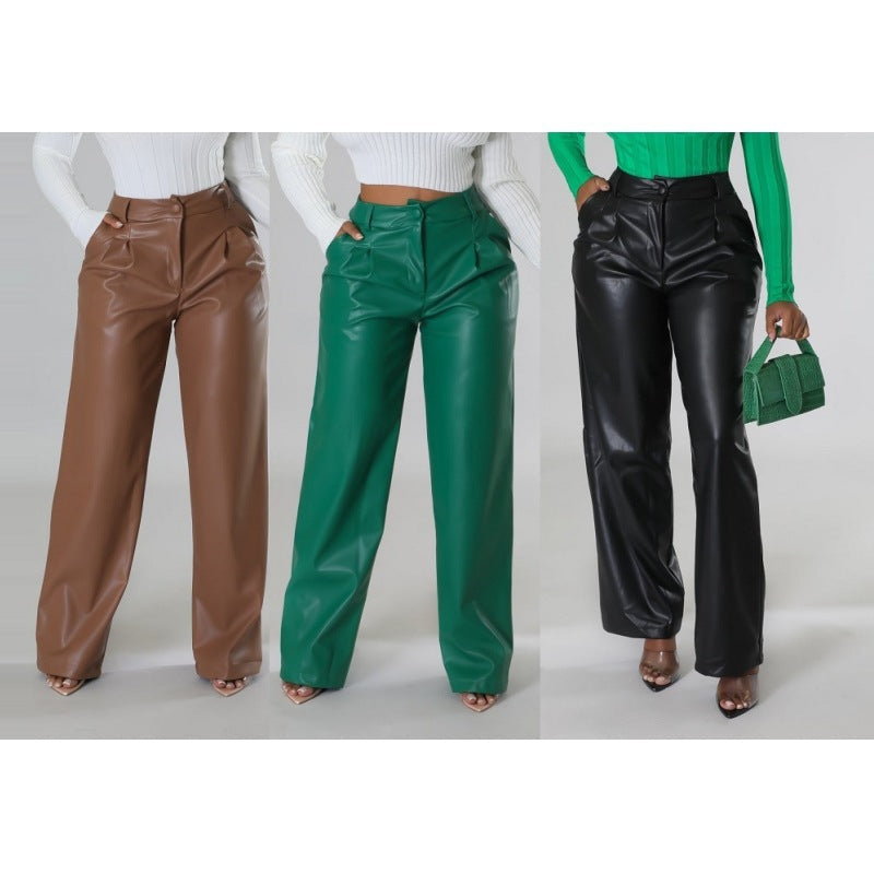 Women's Elegant Faux Leather Pants