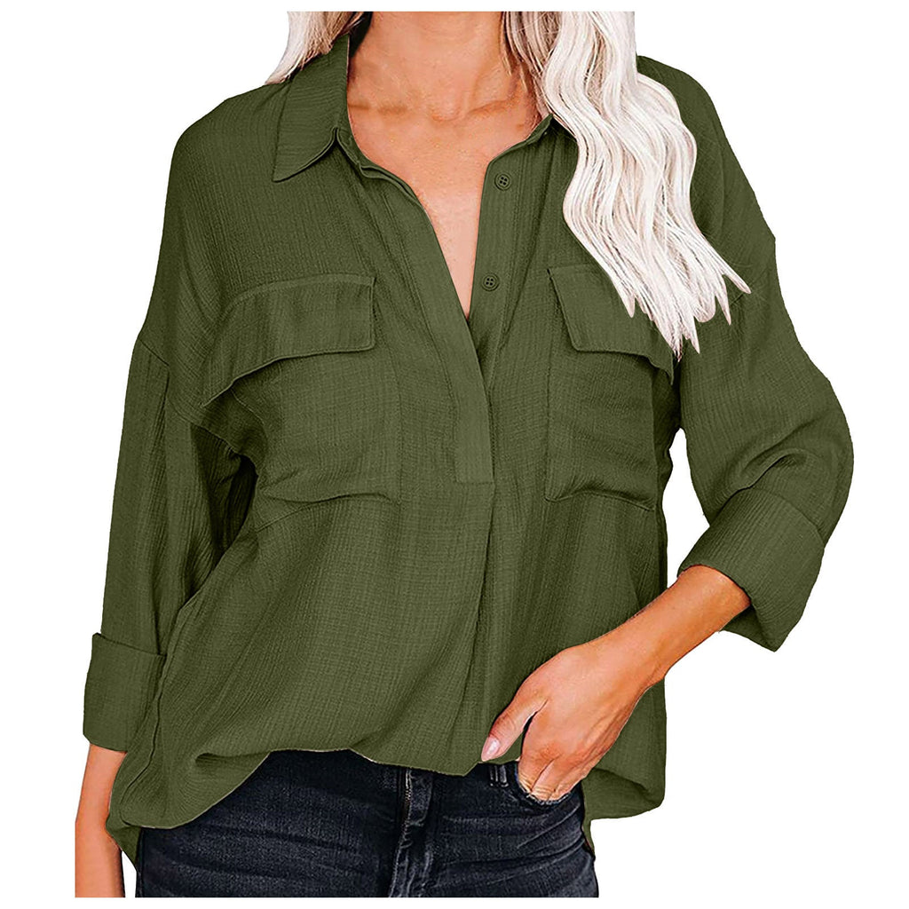 Casual Button-Down Shirt with Chest Pockets