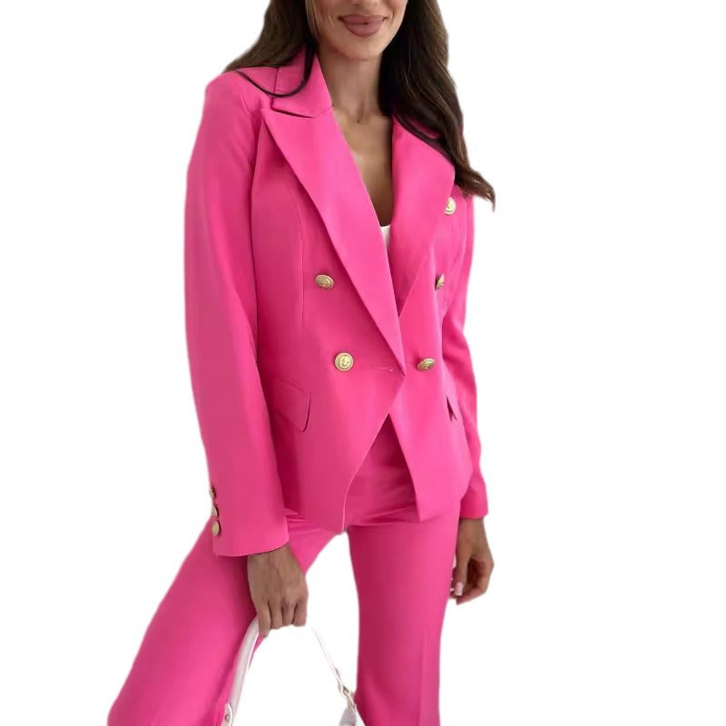 Women's Elegant Blazer Suit with Gold Button Details