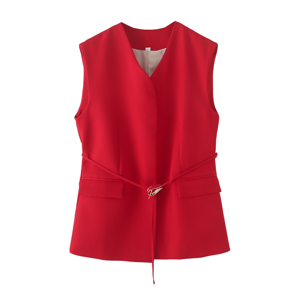 Women's Elegant Blazer and Trouser Ensemble with Modern Belt