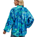 Women's Blouse with Colorful Floral Print and Pussy Bow Collar