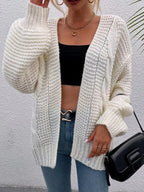 Women's Chunky Knit Cardigan with Deep Pockets and Casual Fit
