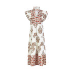 Women's Casual Blouse Dress with Floral Pattern and Modern V-Neck