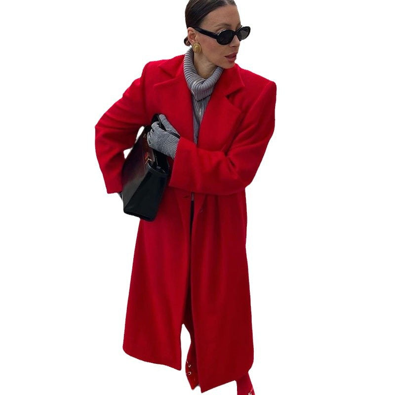 Women's Elegant Coat with Oversized Cut and Chic Lapel