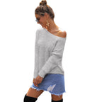 Women's Off-Shoulder Sweater with Pearl Embellishments