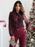 Elegant Floral Blouse with Ruffle Details