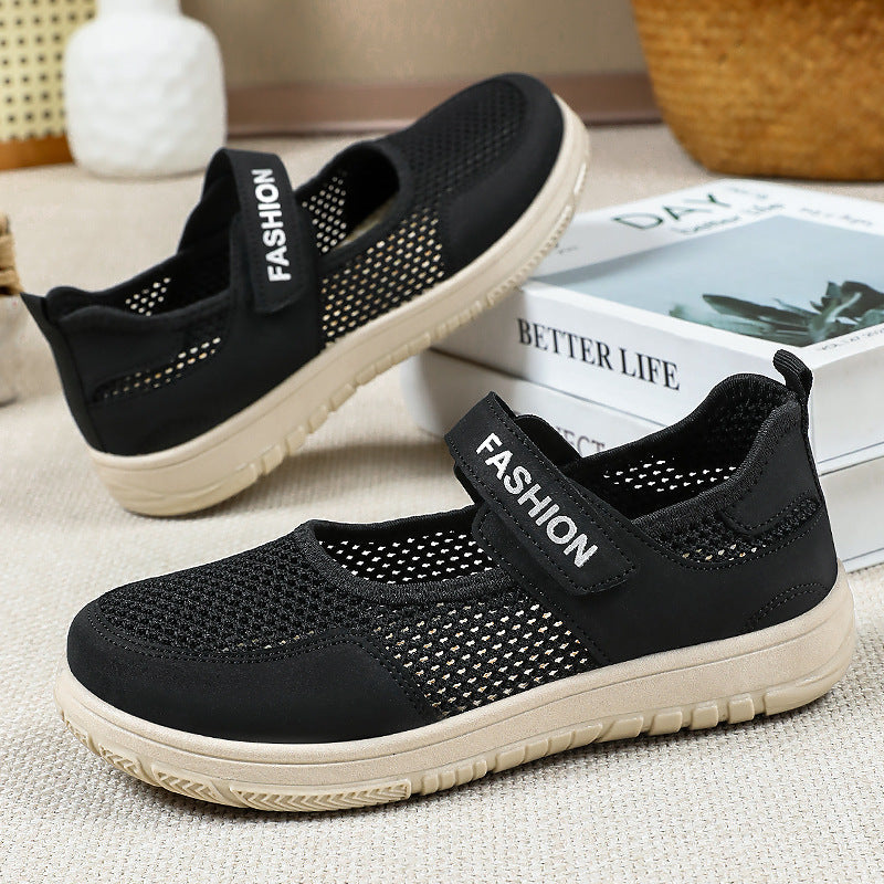 Women's Breathable Casual Sneakers with Adjustable Hook-and-Loop Closure