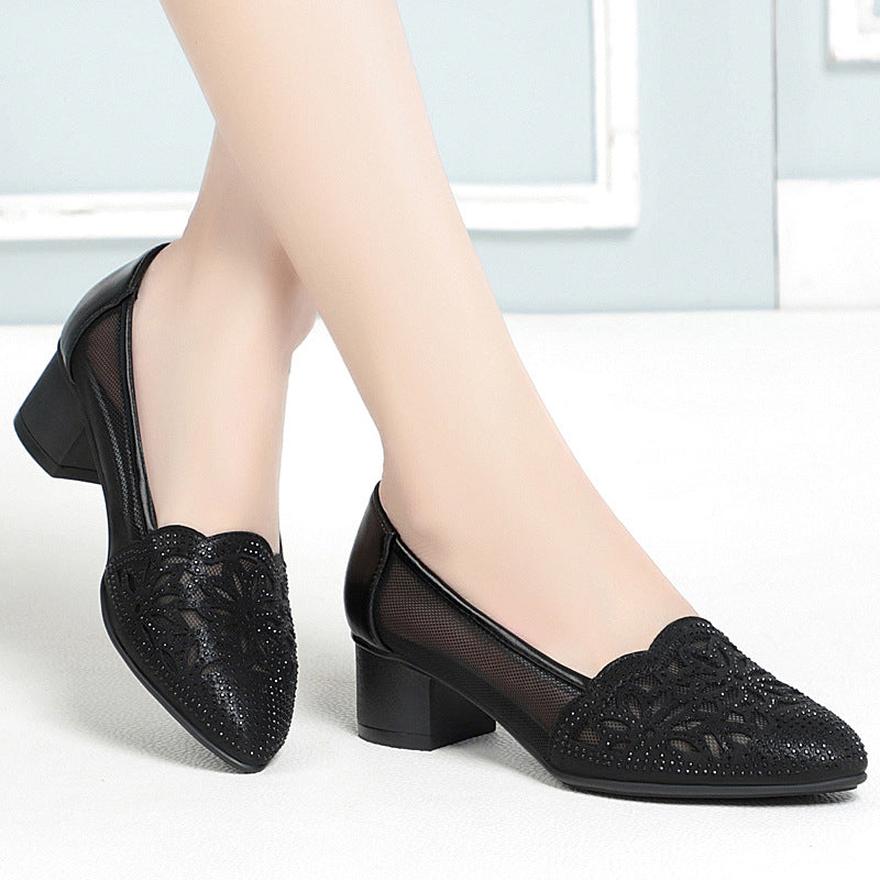 Women's Floral Ballet Flats with Mesh
