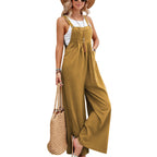 Women's Casual Wide-Leg Jumpsuit with Adjustable Straps