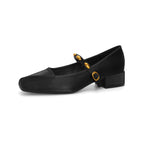 Women's Ballet Flats with Elastic Strap and Decorative Buckle